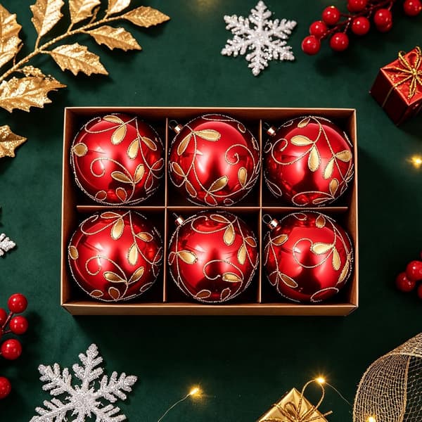 Glänsande Splittersäkra Julkulor, Set med 6 Ornament (JJ)