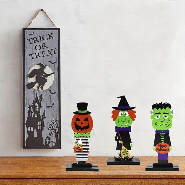 Spökhus Träpumpa Ornament Häxa Man 1 Styck