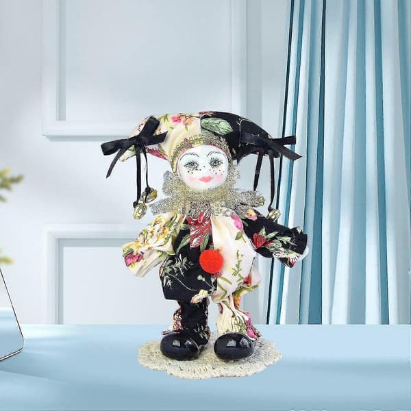Rolig 18 cm Harlekin Porslinsdocka Clown Figur