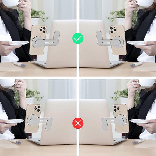 Magnetisk bærbar telefonholder til bærbar computer, MagSafe-tilbehør, foldbar og justerbar computerskærm side telefonholder til iPhone 13 Pro Ma[J] Silver