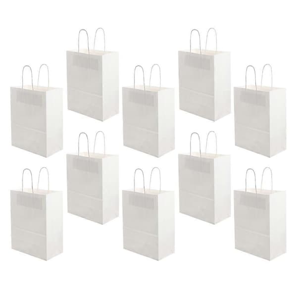 Papirgaveposer med håndtak Matinnpakningsposer Bulk 10 stk Hvit