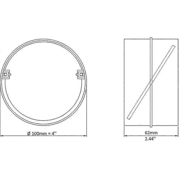100mm forbindelse med kontraventil Rundt ventilationsrør 100mm [XR][J]