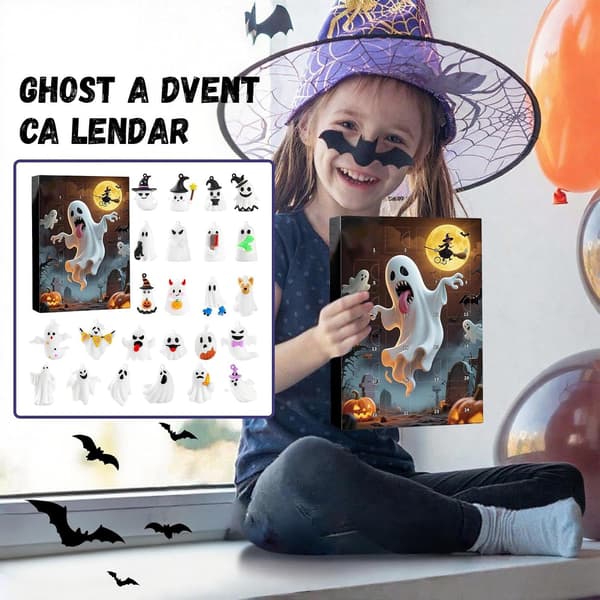 Halloween-adventskalender med samleobjekt spøkelsesgnom-figur (24 dager), for gutter og jenter (J)