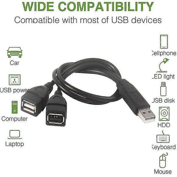 USB Opladningskabel Strømkabel Forlængerkabel USB 2.0 A 1 han til 2 Dobbelt USB Hun Data Hub Strømadapter