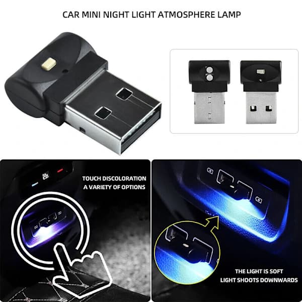 PC Mini LED USB Bil Interiörbelysning Neon Atmosfär Stämningslampa