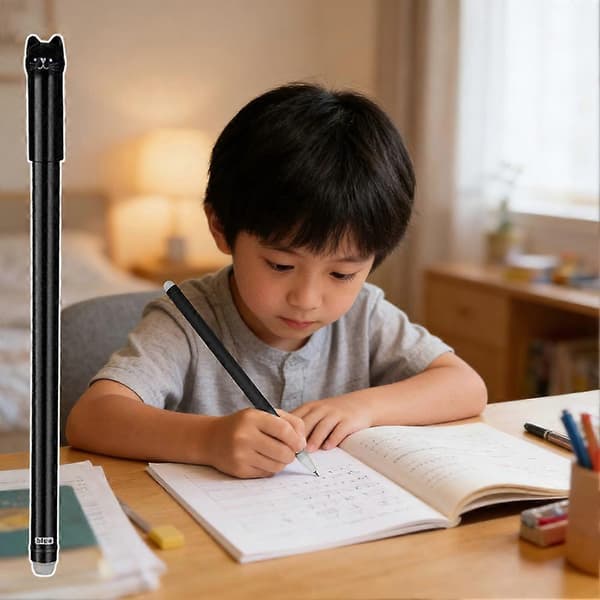 Suddbar blåsvart bläckpenna med bedårande kattema för studenter[J] 6pcs Black Suit
