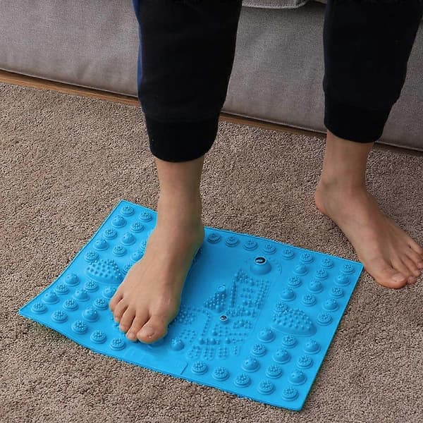 Massage Mat Wonder, överlappande noder, överlägsen dränering, idealisk för badrumsanvändning Blue