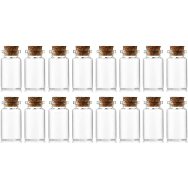 16 st 8 ml små glasflaskor med kork, dekorativa flaskor, miniflaskor, söta förvaringsburkar, 22 x 40 mm