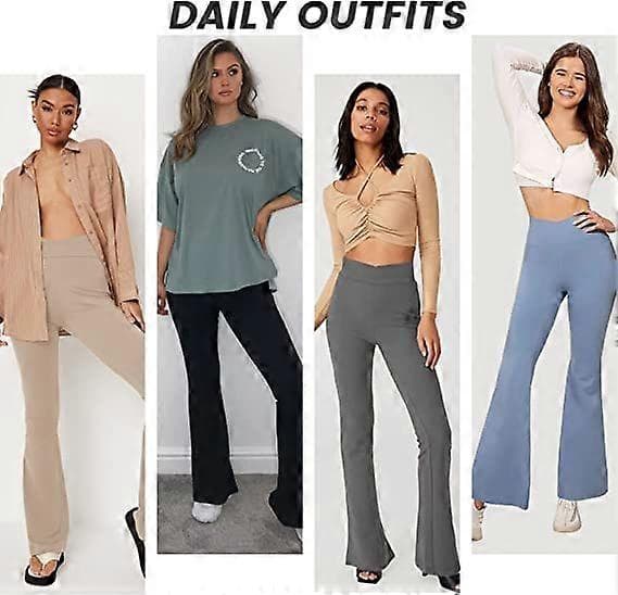 Sorte Flare Yoga Bukser til Kvinder, Crossover Smørbløde Bootcut Leggings