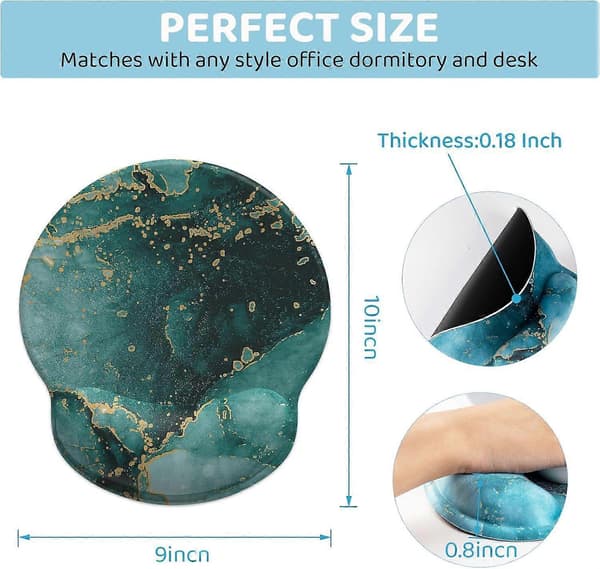 Musematte Håndleddsstøtte Ergonomisk, Musematte med Håndleddsstøtte, Komfortabel Datamusmatte Gel for Bærbar PC, Smertelindring (Havblå)[J]