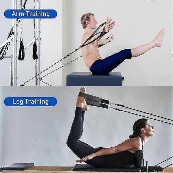 2 st Pilatesremmar, Pilates Double Loop Reformer, Fitness D-ringremmar dubbelvadderade [MI][J] Black