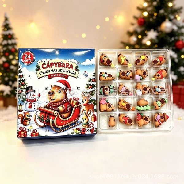 Ny Kapibala Blind Box Julekalender Nedtælling 24 STK Gave[J] Kapibala E Large size [28*22*3]