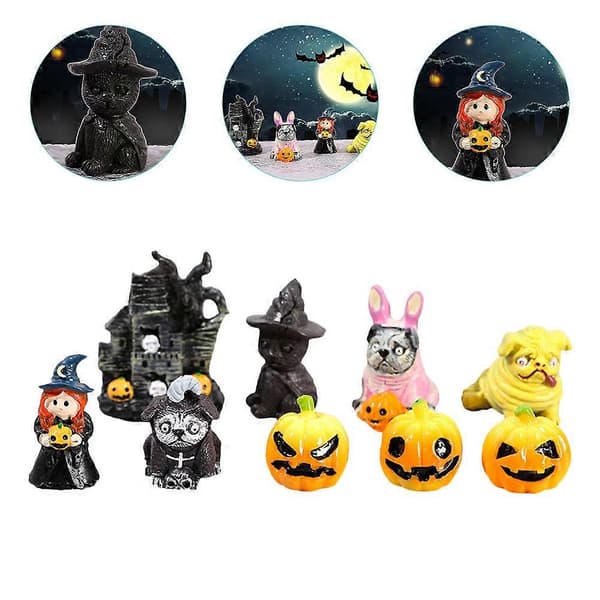 Halloween Græskar Ornament Sæt 9 stk. Miniature Glas