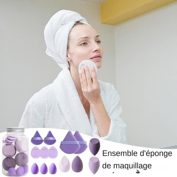 Makeup Svampesæt - Beauty Blender - 14 Stykker - Pink - Opbevaringspose - Alsidig