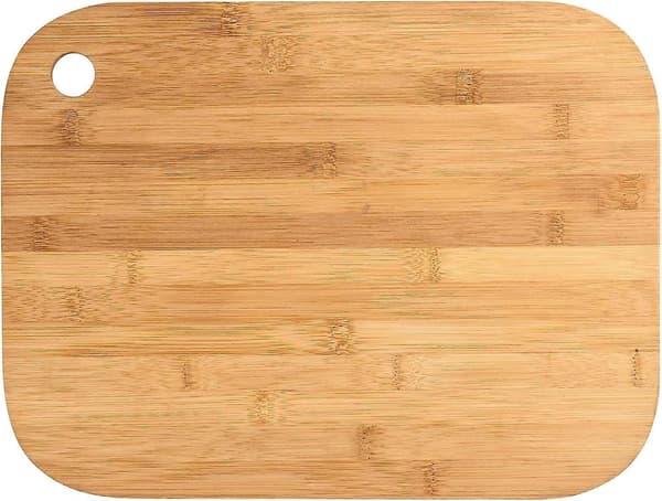 Skärbräda i bambu M - Köksbräda, skärbräda med grepphål, bladskonsam, bambu, 30 x 0,8 x 20 cm, brun