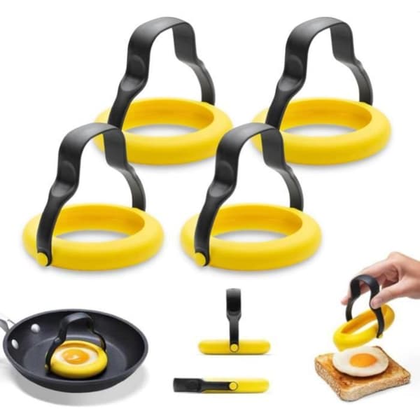 Silikonform for stekt egg, non-stick pannekakeform, silikon eggringer, 360 graders roterende håndtak for stekte egg
