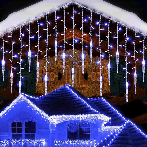 Jouluvalot, LED-valosarja, 8-tilaa jääpuikkovalot (3,5M sininen valo)