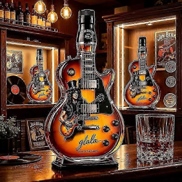 Gitarrformad karaff glasflaska för whisky vin Rock N Roll hemmabarsdekoration