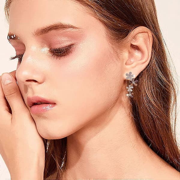 Delikate bøyleøreringer Blomster Dingle Statement Øredobber Blomsterlappeteppe Øredobber Boho Dråpeøreringer Statement Stud Øredobber for kvinner jenter B[J]