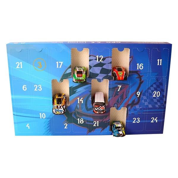 Julkalender med 24-dagars nedräkning, överraskningslåda, digital racerbil, present till barn (J)