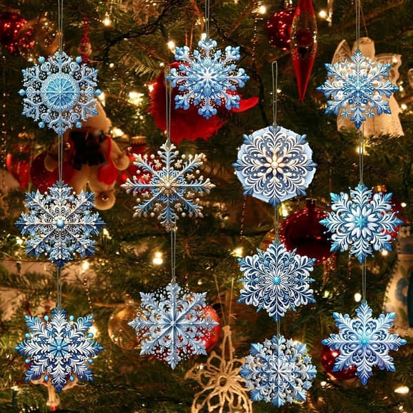 Dubbelsidiga snöflinge juldekorationer, 12-pack (JJ)