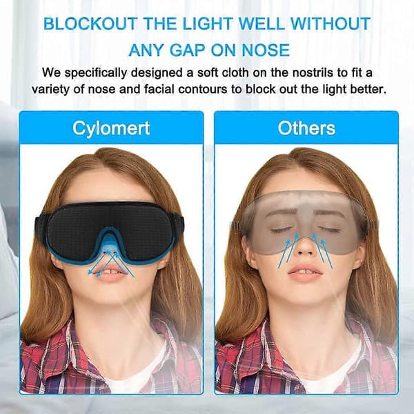Ergonomisk sovmask, andningsbart minnesskum, hudvänligt tyg Black