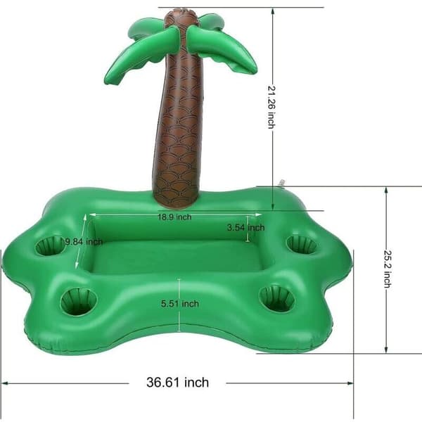 Pool float. Flydende bar til pool. Kopholder. Oppustelig flydende bakke med palmetræ. Svømning 95 x 55 x 55 cm[J]