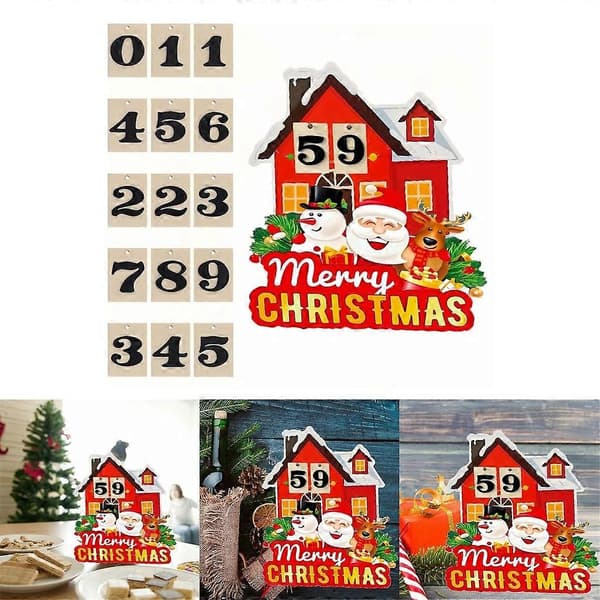 Nedräkningskalender Träprydnad 12-Panel Bordsdekoration