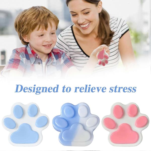 Håndlavet Taba Squishy Stor Kattefod Silikone Klemmelegetøj til Stresslindring, Kattefod Kæmpefod Squishy Sensorisk Legetøj til Angst & Afslapning