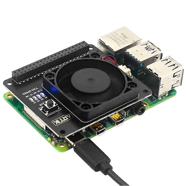 Argon FAN HAT til Raspberry Pi 4B 3B+ 3B Temperaturstyret blæser med funktionsafbryder understøtter Argon NEO-kabinet[J] Black