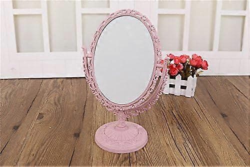 Hjärtformad bärbar roterbar sminkspegel pink oval