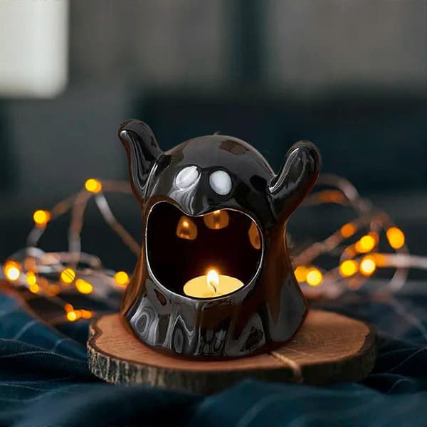 Lekker Halloween Spøkelse Lysestake Dekorasjon 10cm