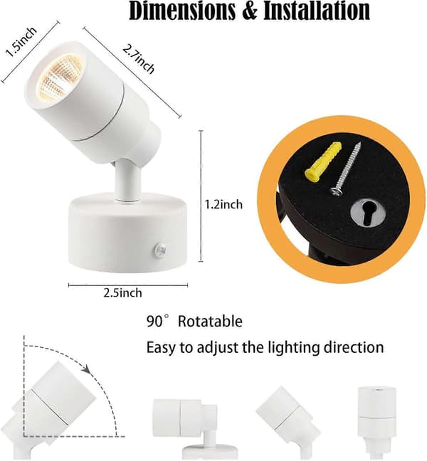 LED indendørs spotlight med timer, dæmpbar uplight, 3 farvetemperaturer, CRI, hvid gulvlampe