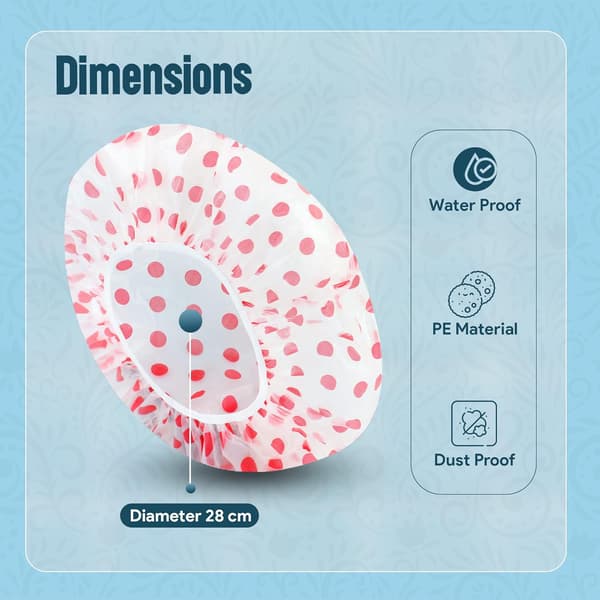 3 Duschmössor, Återanvändbara Duschmössor för Kvinnor & Män - Vattentäta med Elastiskt Band & Mjukt Foder (Polka Dot)