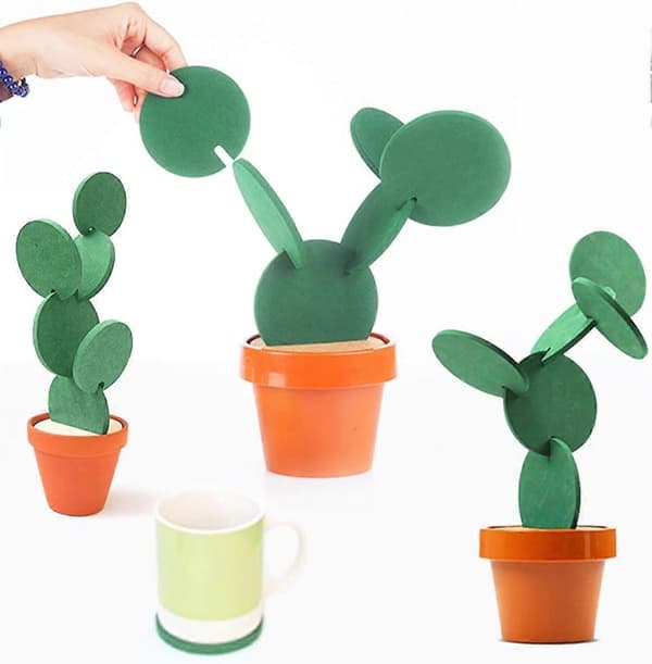 Kaktusunderlägg 4-pack Keramiska Formade Heminredningspresenter