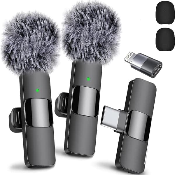 Trådløs mikrofon krystalklar lyd med støjreduktion til iPhone 15, tablets, Android-telefoner, Samsung[J]