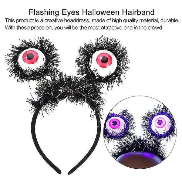 4 stk lysende hår LED hårbånd Halloween skummelt hodeplagg øyeeple pannebånd [J]