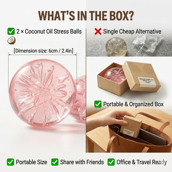 4-pak kokosolie Squishy - Stressbold med kokosolie