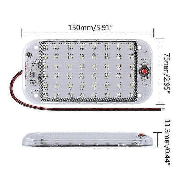 12-85V RV LED indvendig loftslampe, 6 tommer, 10W, 48 LED'er, afbryderstyring, klæbemiddel eller skruemontering B