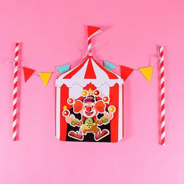 Cirkustårttoppar Papperstårtsval för födelsedag 2 set[J]