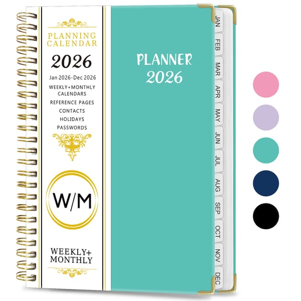 2026 A5 Ukentlig Planlegger – Spiralnotatbok og Arbeidsplanlogg A5--Lake Blue