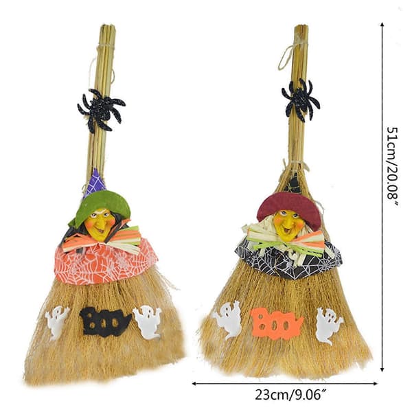 Halloween Kvastskaft Ornament Häxdekorationer 3-pack