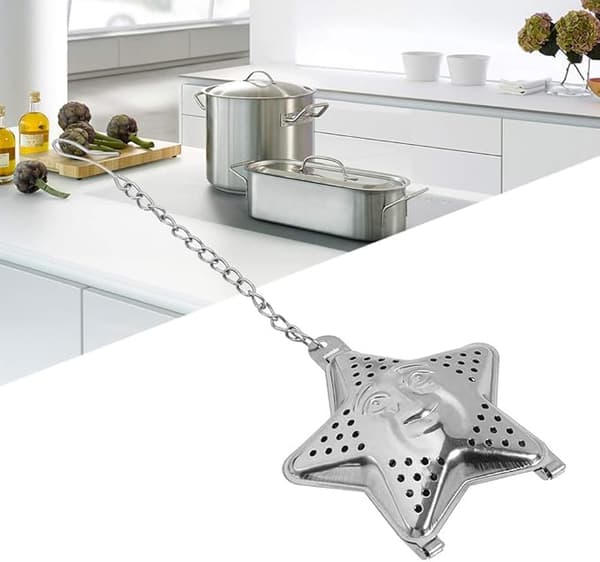 Te-infuser, tekugle i rustfrit stål, si til løse teblade, sød rustfri stål S