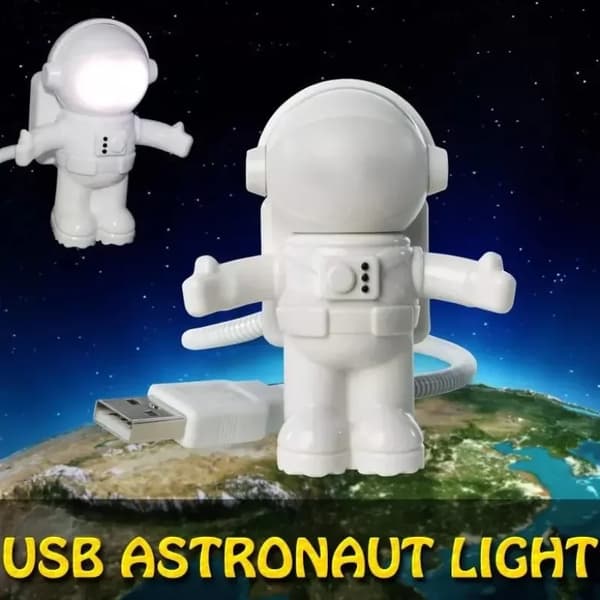 Mini Natlampe Hvid Astronaut Bærbar USB Læselampe