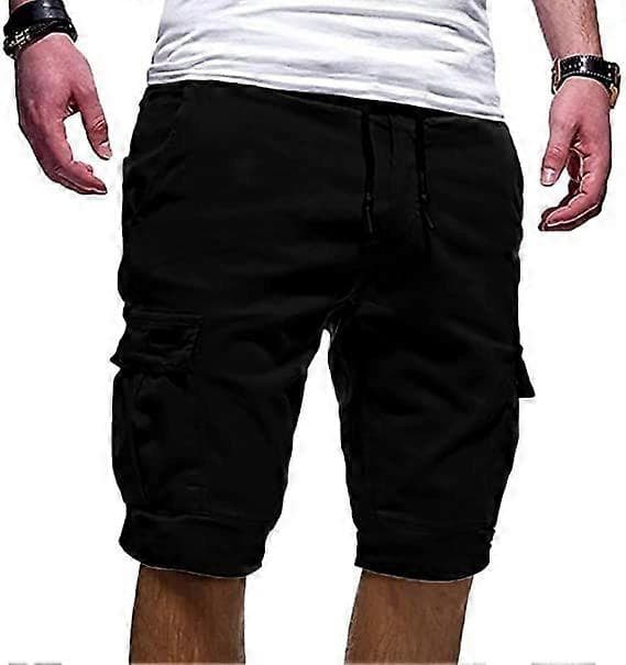 Cargo-shorts til mænd, afslappede sommer-shorts til mænd, afslappede patchwork-lommer, overalls, sports-værktøjsshorts [J]