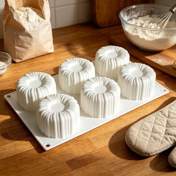 Silikone mousse kageform, 6-hulrums varmebestandig buddingform, til slik, bagværk og chokoladetrøfler (J)