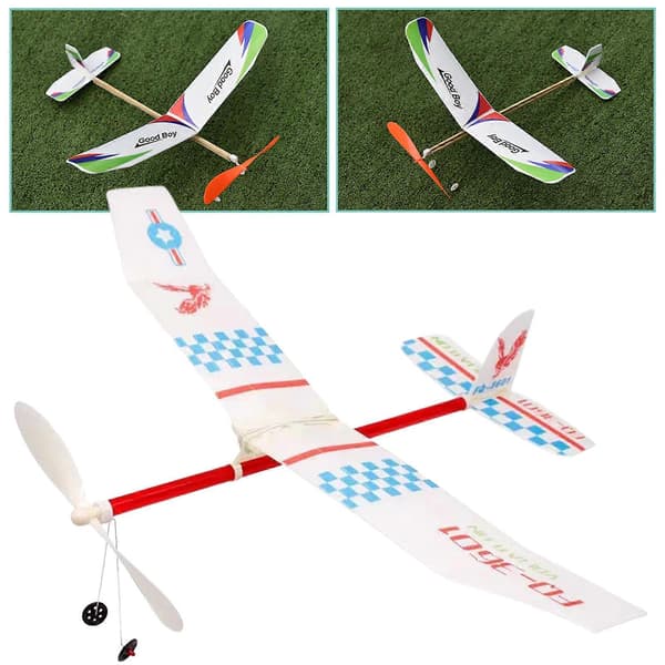 Gummibandsdrivet glidflygplan, DIY-modell i balsaträ, handmonterad flygleksak för barn STEM utomhus flygspel 318