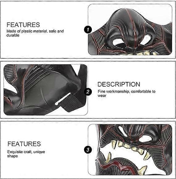 1 st samurajmask Ghost of Tsushima Mask Evil Demon Kabuki Samurai Oni Mask för Halloweenfestrekvisita[J]