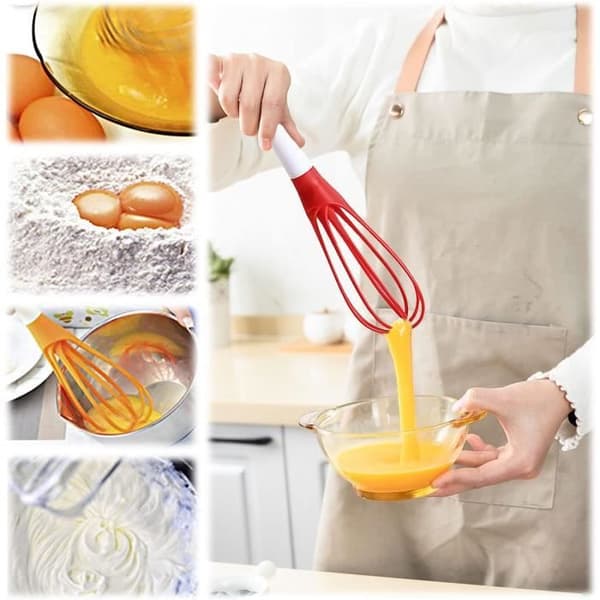 2 STK 2-i-1 sammenleggbare silikonvisper, roterende, egg- og smørblander, non-stick kjøkkenredskaper for matlaging