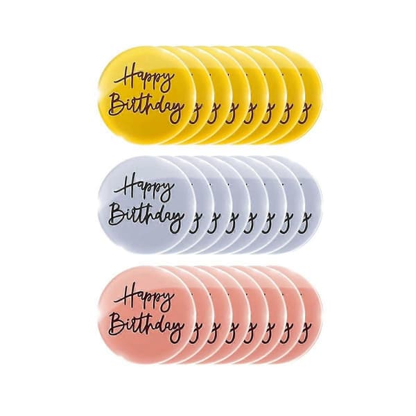 24 stk. akrylkaketopper Speilkakedisk Mini Rund Gravert Cupcaketopper for DIY Cupcake-dekorasjon[J] As Shown